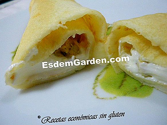 Crêpes rellenos de crema de berro