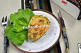 Пълнени шайби - кускус Пълнен Chayote au gratin в края на фурната...