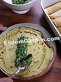 Crêpes rellenos de crema de berro - (minutos) Panqueque de panqueques
